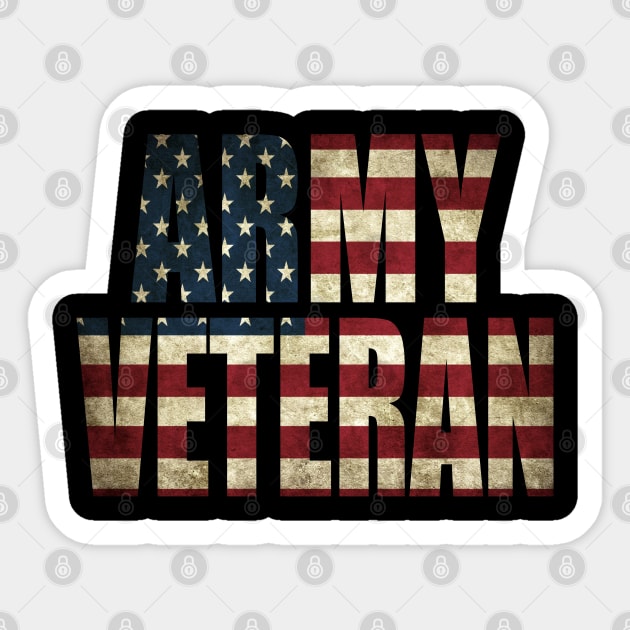 Army Veteran US American Flag Sticker by Dirty Custard Designs 